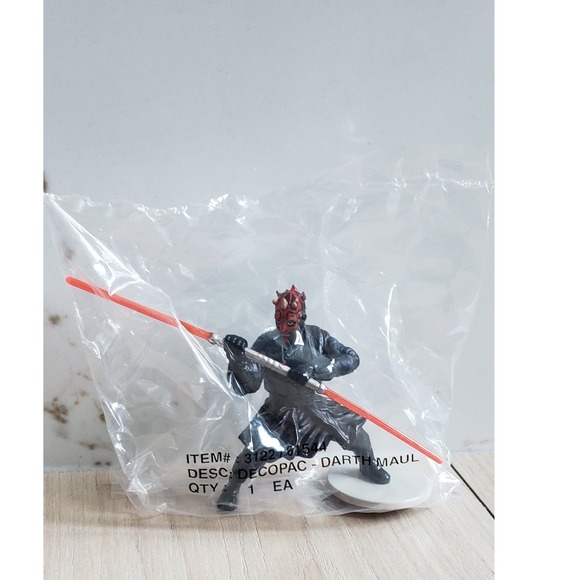 VTG Star Wars Darth Maul Decopac Cake Topper Decoration New Sealed 90s Mini Toy - Picture 1 of 5